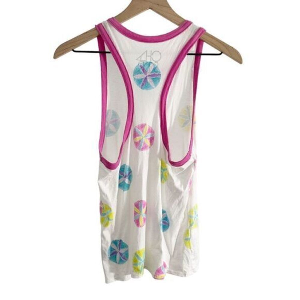Chaser Sand‎ Dollar Racerback Tank Top White Pink Multicolor Extra Small Beach - Picture 4 of 8